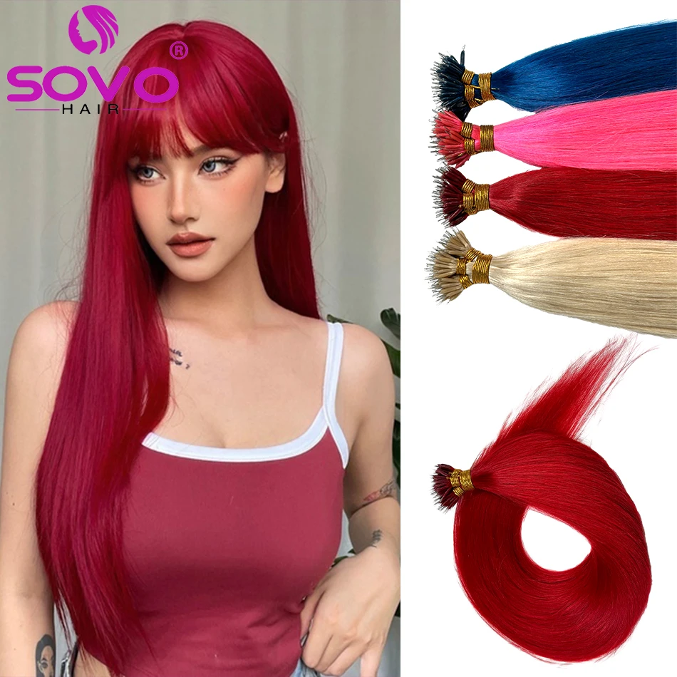 Nano Rings Micro Links Human Hair Extensions Natural Blonde Micro Bead Loop Pre Bonded Remy European Straight Hair 50/100Strands human hair extensions