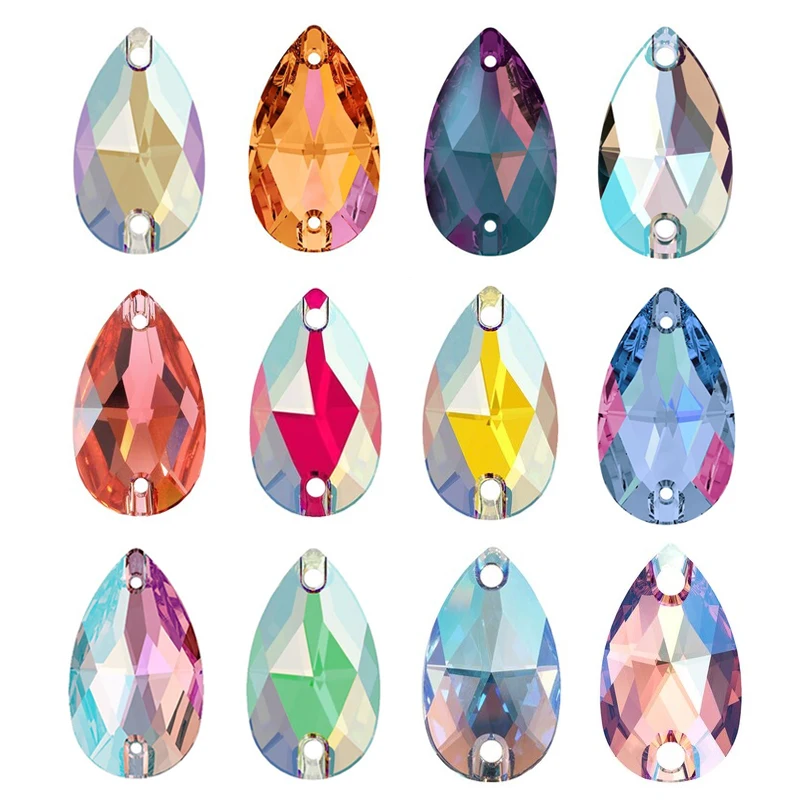 YANRUO 3230 Teardrop New Colors Effects DIY Crafts Glass Rhinestones Flat Back Strass Crystals Sewn Stones For Clothing