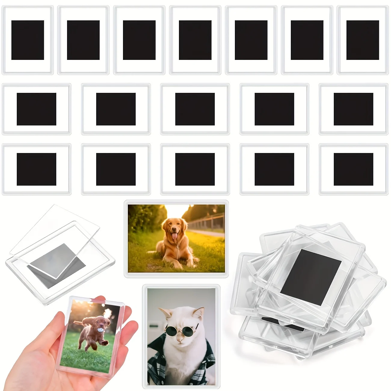 12/20/40Pcs Photo Frame Blank Photo Frame Insert Fridge Magnets Mini Magnetic Refrigerator Photo Picture Frames 2x3.03 In