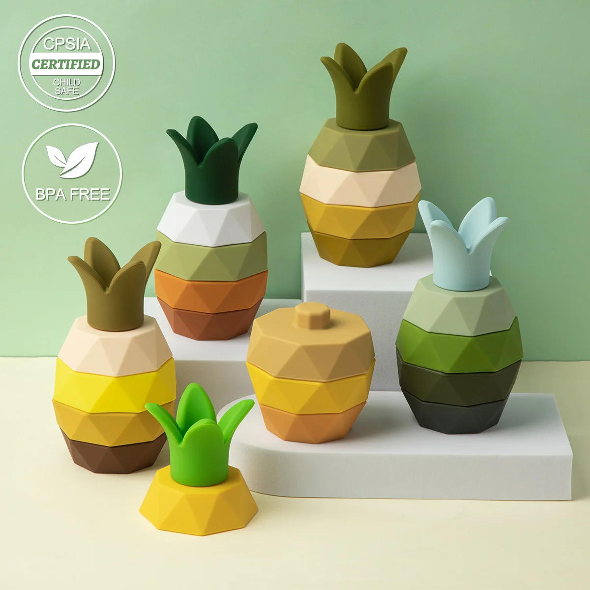 Cute and soft silicone layered fruit biting toy BPA free shape and color matching educational biting toy Christmas gift