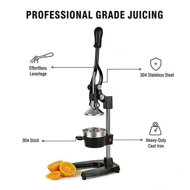 Presse-agrumes manuelle en fonte SAEIV pour usage commercial, panneaux de pressage robustes pour un jus d'orange frais 1