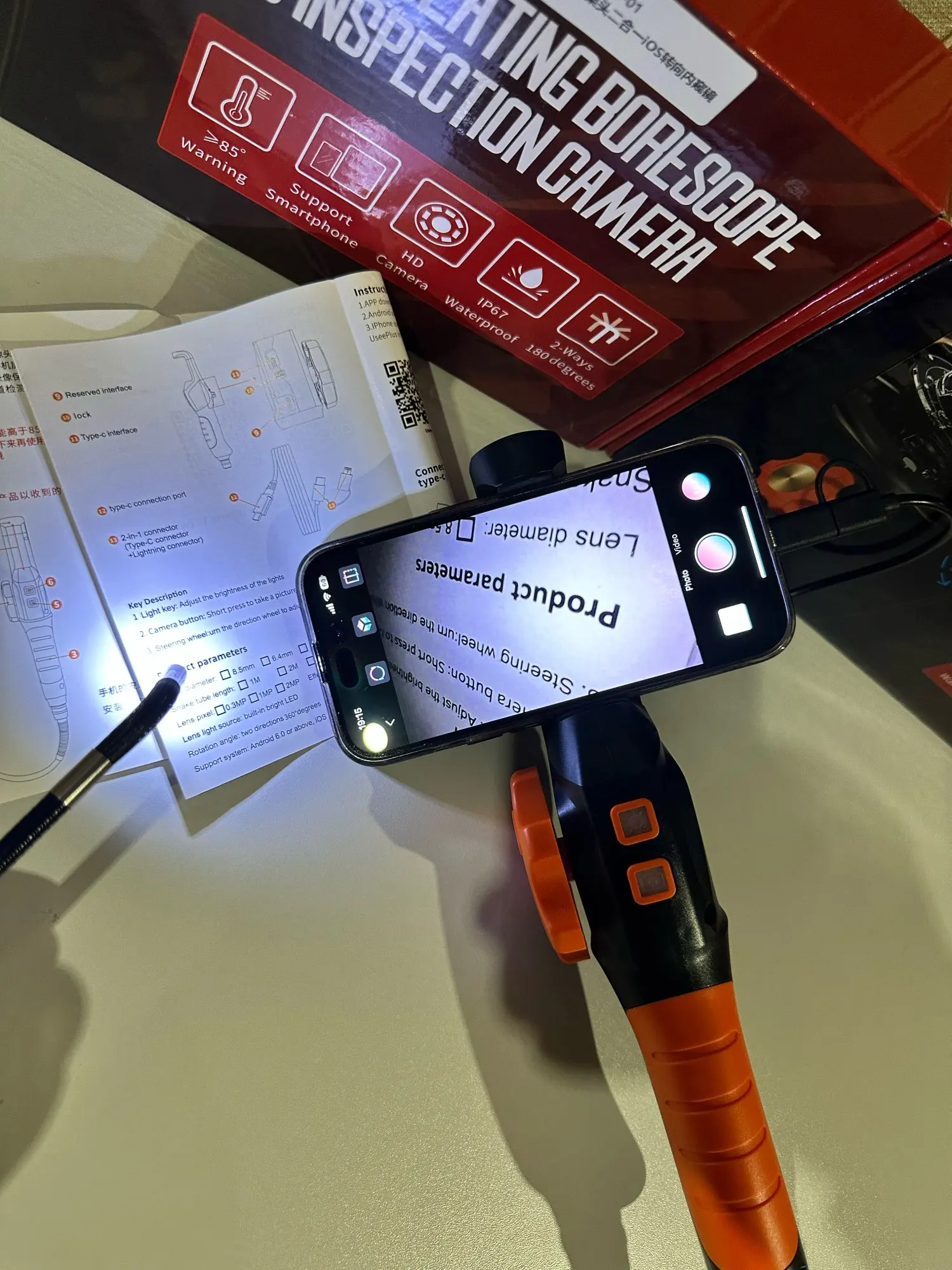 Plissken™ 200° 2MP Steerable Articulating Snake Camera Inspection Endoscope 1920 x 1080P