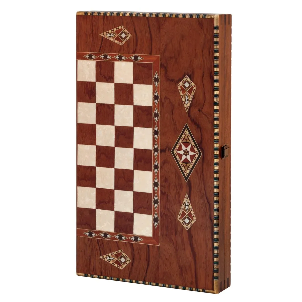 20.5 Inch King Backgammon Board Game Set | Rosewood Luxury Solid Wood Large Mosaic Embroidery Boxwood Chips Checkers eko backgammon board game set large size natural walnut veneer with boxwood chips solid wood embroidered tiles checkers