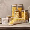 5-Piece Square Glass Canister Set - Bamboo Airtight Lids for Pasta/Cereal/Flour (Multi-Size Pantry Storage) 5