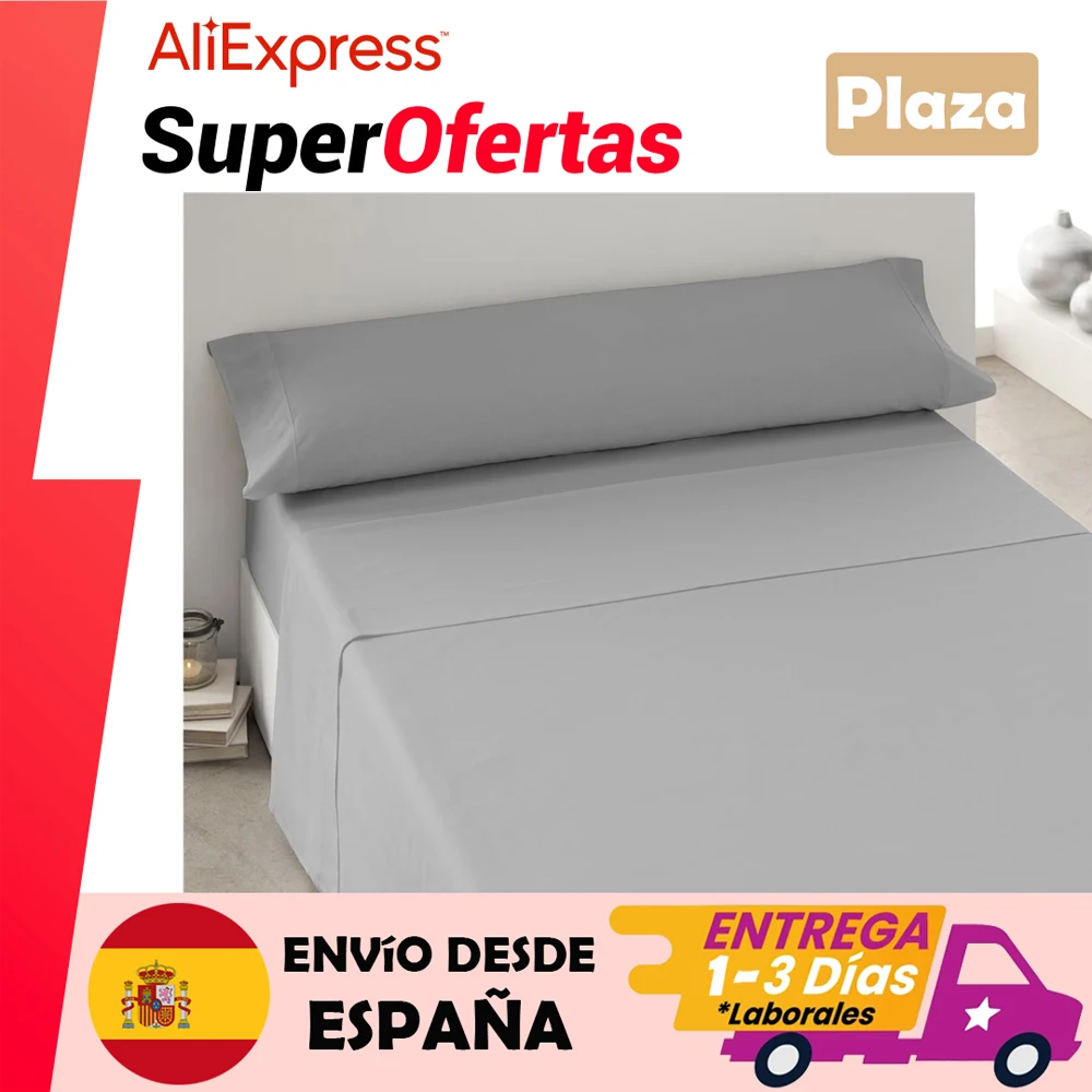 Sabana Bajera 180x200 Pliegues Sabanas Cama Gris Claro Juego de Sabanas  Ajustable Suaves, Elastico Funda Colchon con 2 Funda Almohada 50x80 cm,  para