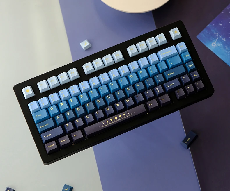 chaves moonrise keycaps cereja perfil pbt dye sub teclado mecânico lua ascensão keycap para mx switch com barra de espaço