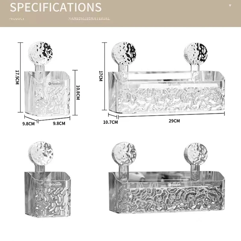 Bathroom Shelves Suction Cup Wall Mount Corner Storage Shelf Glacier Pattern Suction Cup Cosmetic Shelf with Strong Load-bearing 6