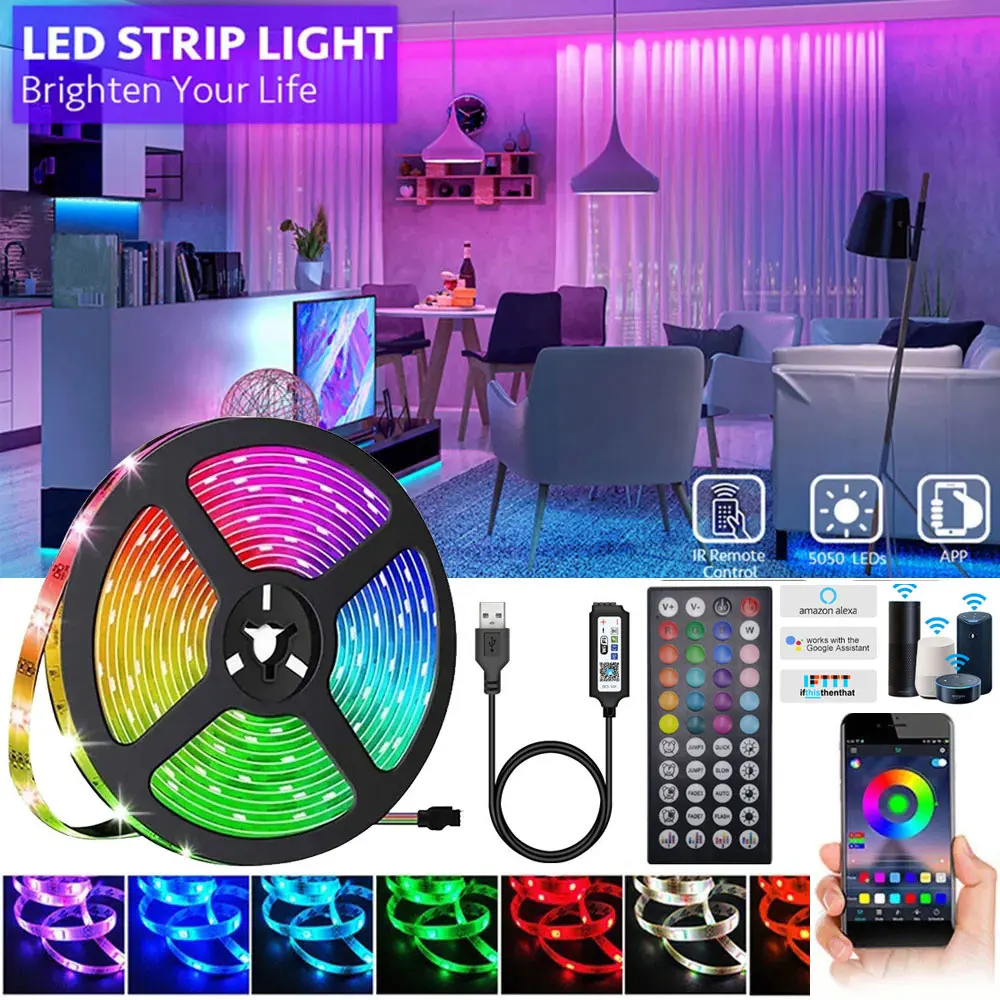Usb Led Strip Light Tape 5050 Bluetooth Wifi Smd 5V Usb Rgb Lights Flessibile Led Lamp Ribbon Rgb Diodo Desktop Tv Autoadesivo