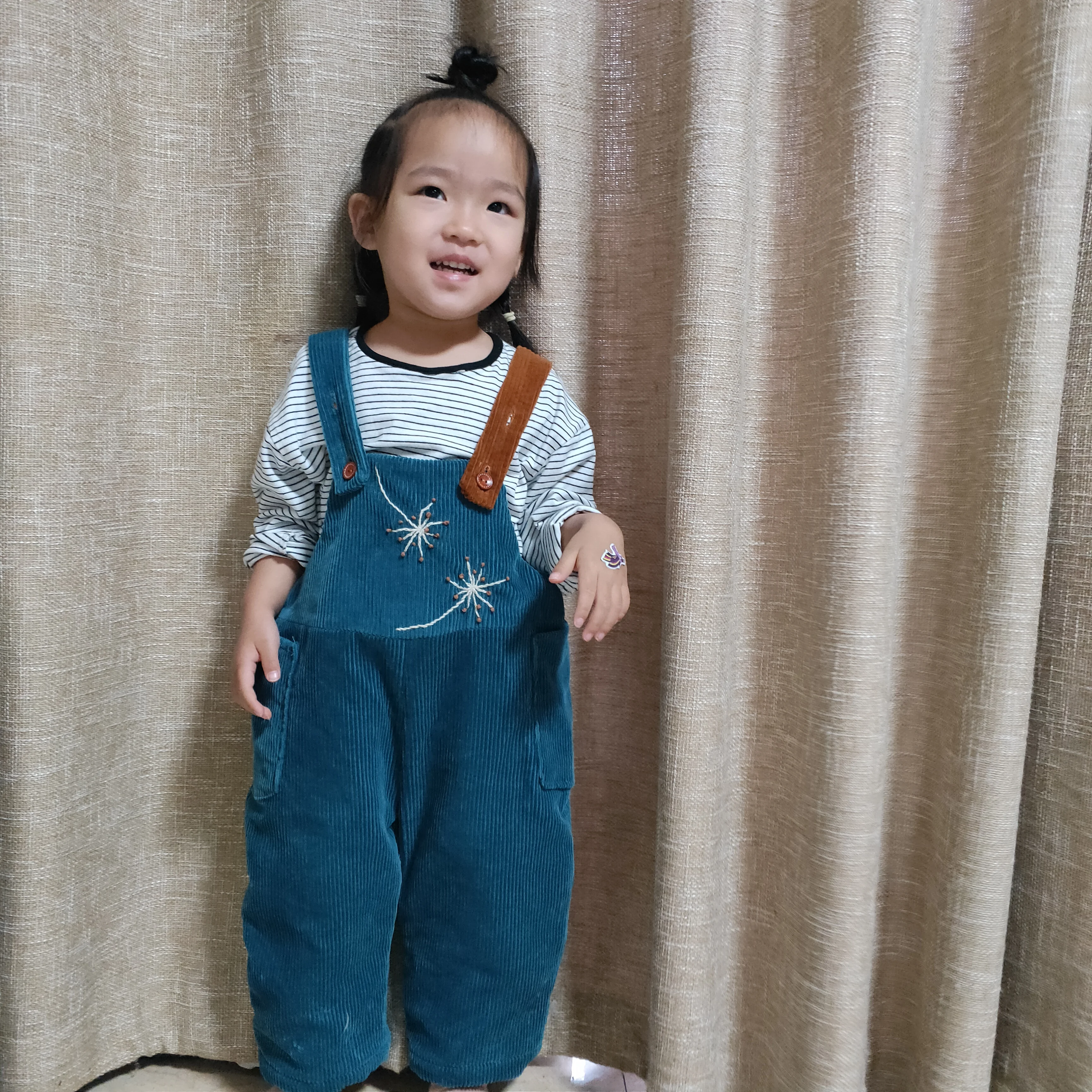 Cartoon Inn Original Design Children's Corduroy Cotton Suspender Trousers Suitable For Spring And Autumn