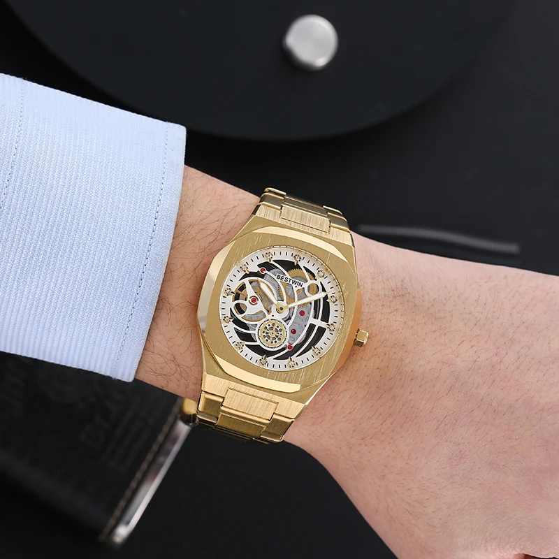New Wristwatch Men Watch Luxury Quartz Man Watches Skeleton Hands Men's Watch Clock Reloj Hombre