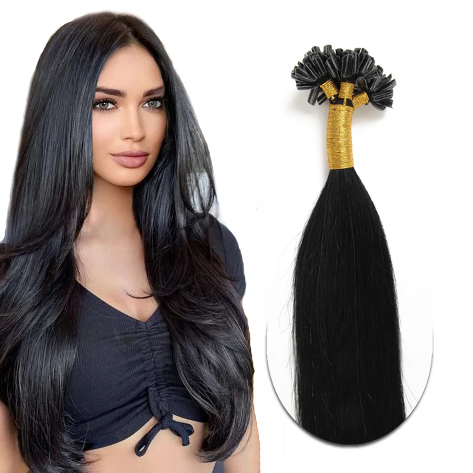 U Tip Hair Extensions 14-24 Nail U Tip Human Hair 100% Virgin Hair Natural Hair Beads Pre Bonded Human Hair Extensions 40g/50g