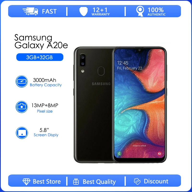 

Samsung Galaxy A20e A202F Refurbished-Original Unlocked Android Wi-Fi GPS 13.0MP 5.8'' 32GB 3GB RAM Free Shipping