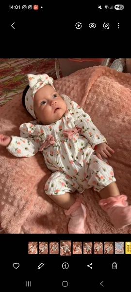 Baby Floral Bow Long-Sleeve Jumpsuit & Headband Set, 0–6M photo review