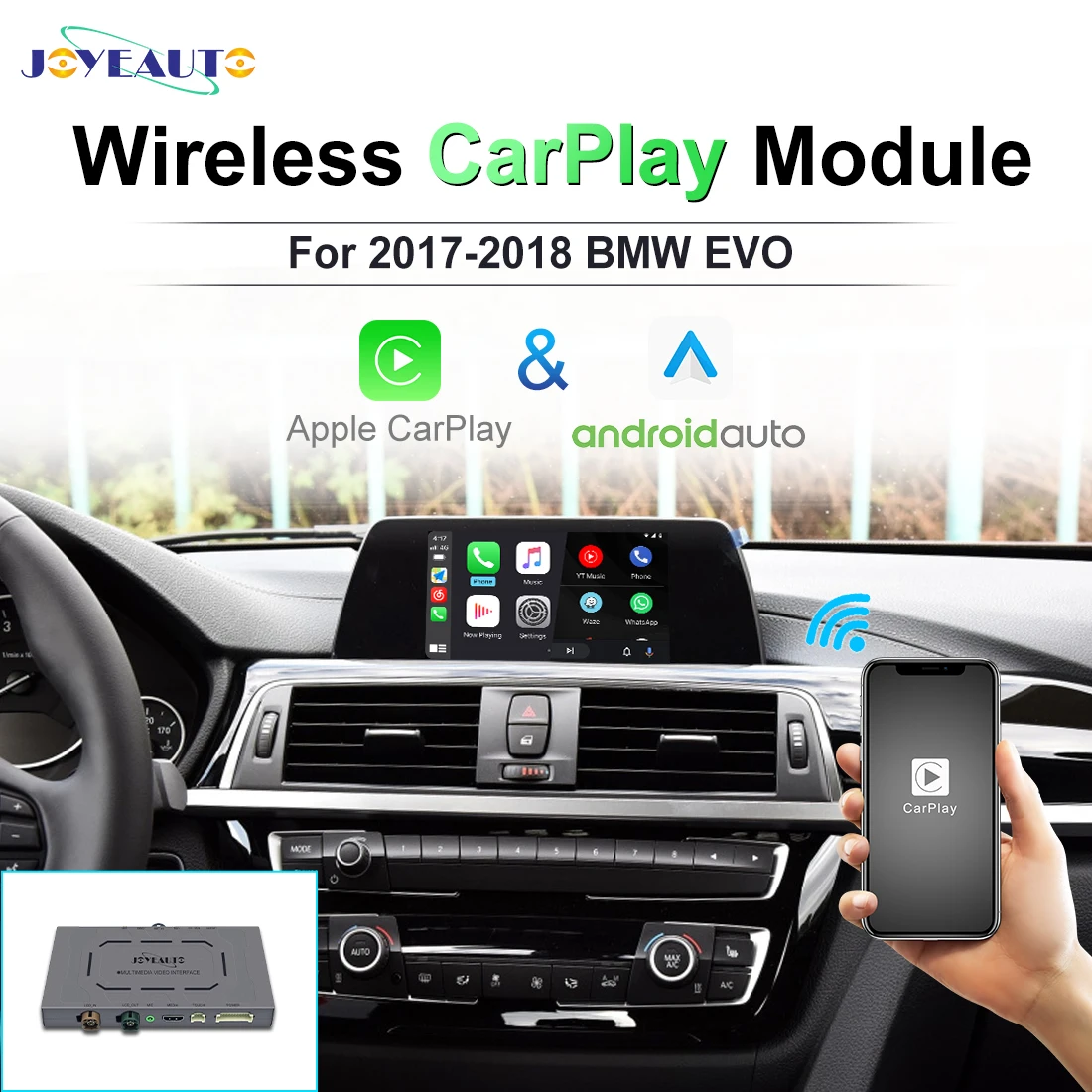 

JoyeAuto CarPlay интерфейс EVO для BMW E90 F20 F30 X5 E70 X3 X1 Coupe беспроводной Apple CarPlay Android автоматическое зеркальное отображение AirPlay Box