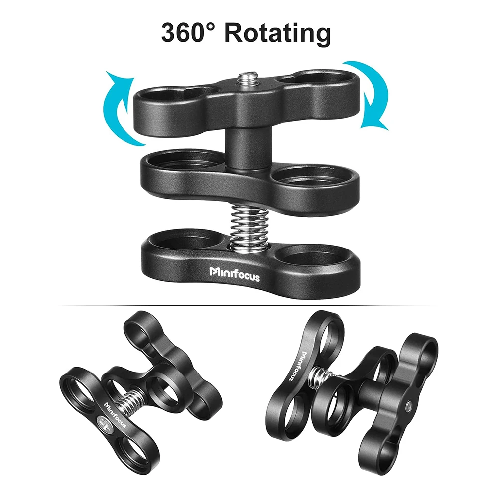 1'' Aluminum Ball Clamp Mount for Underwater Diving Light Arms Tray System Photography Diving Camera 360&deg; Clip Adapter Bracket