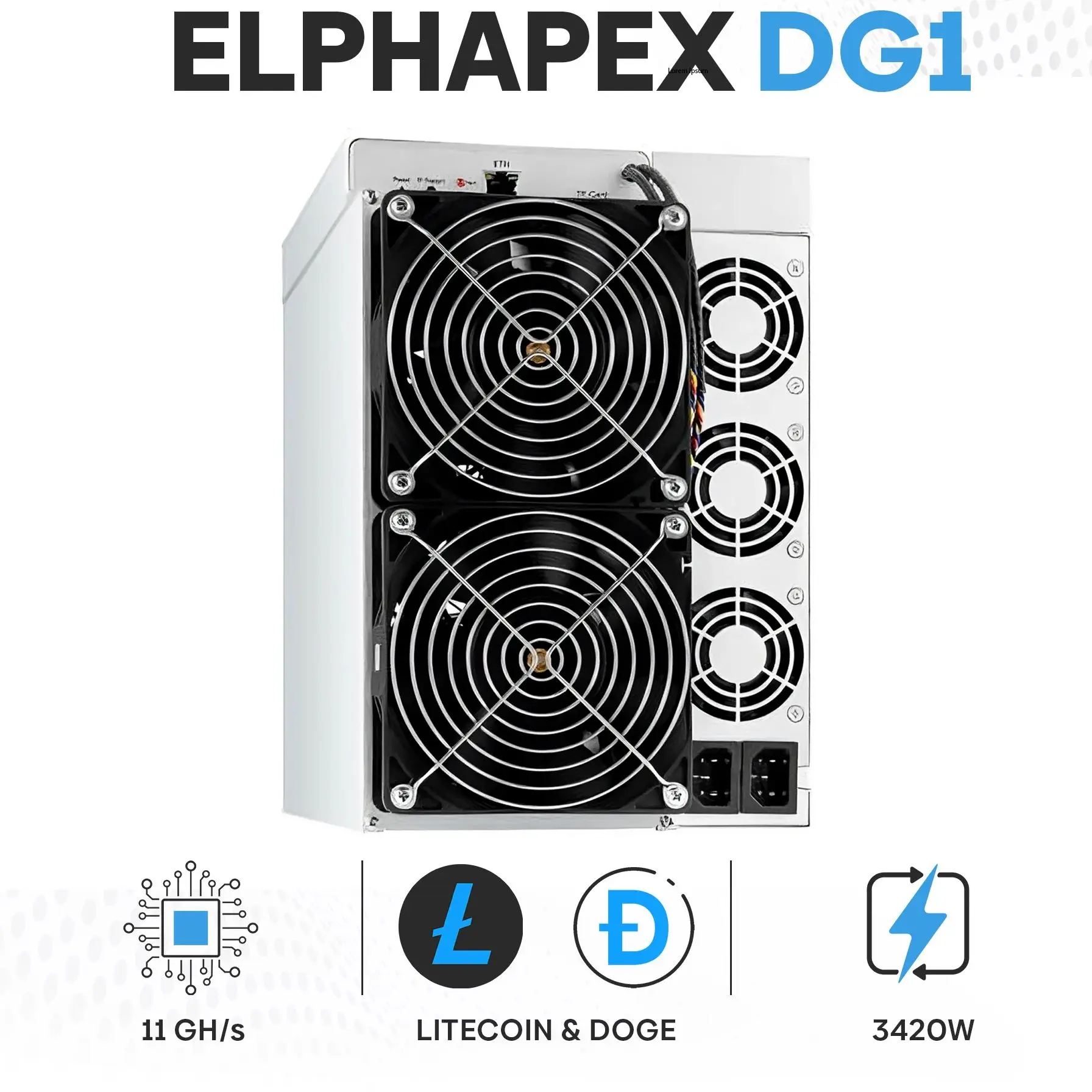 

Новинка, Майнер Elphapex DG1 11Gh/s 3420W Dogecoin Litecoin ASIC