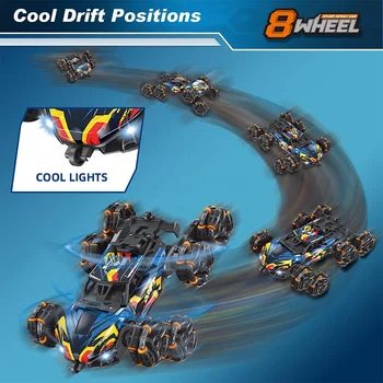 8-Wheel Drift Stunt Climbing Car Alloy Electric Spray Off-Road Truck LED Light Dump Truck 4WD Toy Gift Truck Climbing Vehicle