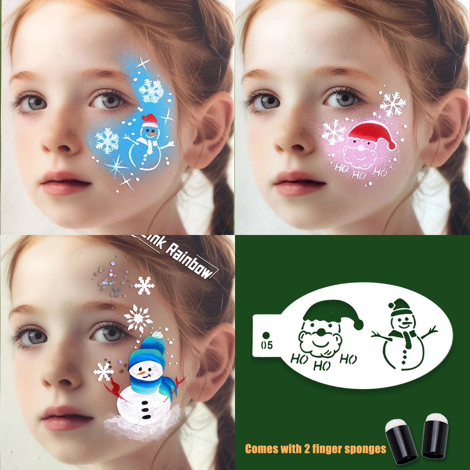 Christmas holiday face painting festival performance hollow pattern quick-draw printing Stencils washable 5