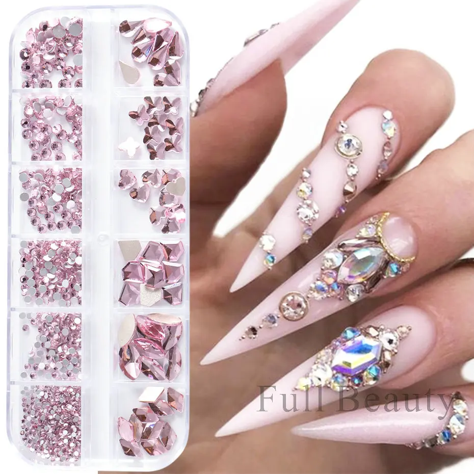 10000/Box Kit Nail Decoration Mix Size Nail Diamond Flatback Rhinestone  Glue Strass DIY Bling Stickers Skin Non Hotfix Crystals - AliExpress