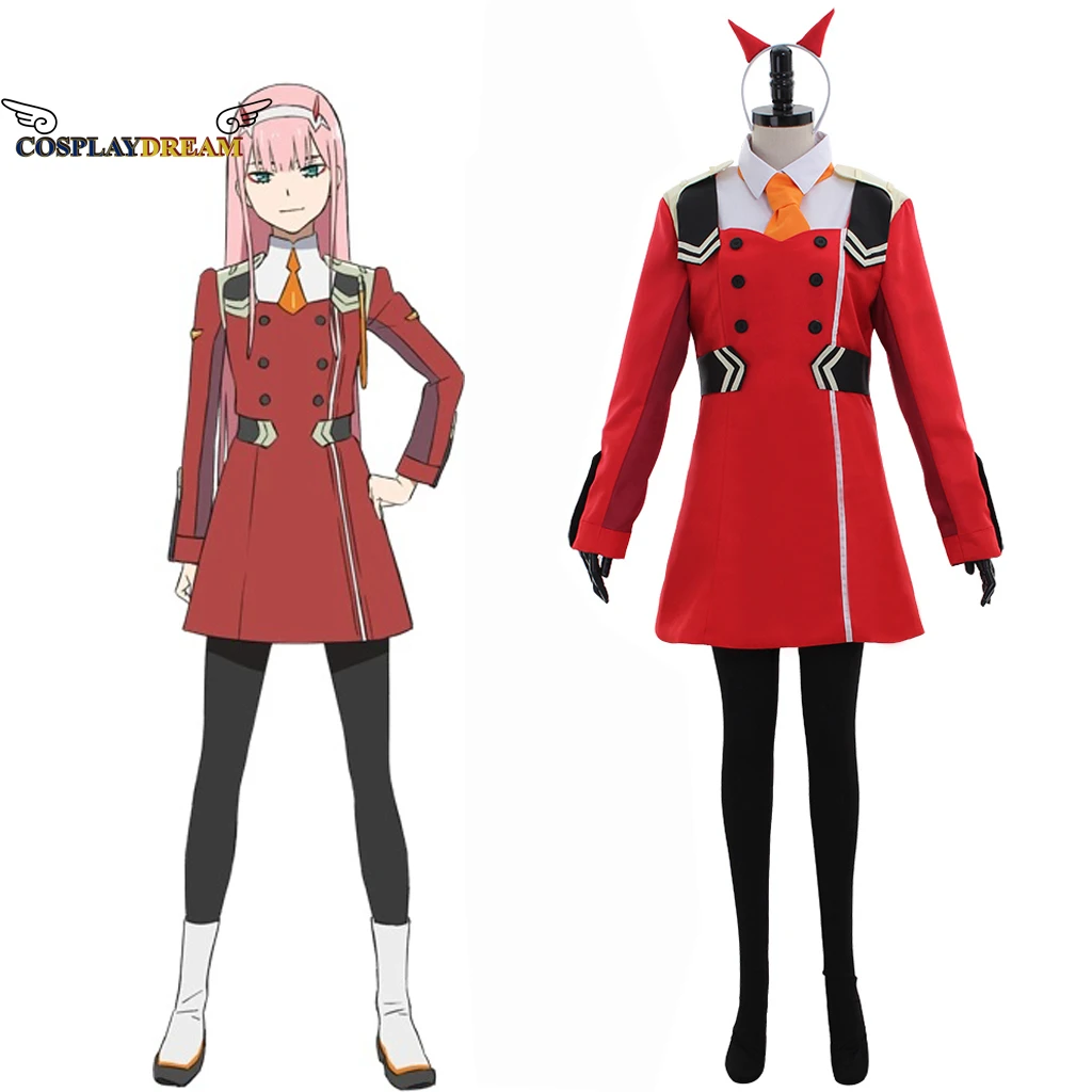 

DARLING in the FRANXX Zero Two Cosplay Costume Dress 02 Cosplay Dress Suit Women Cosplay Red Dress Headband Set Halloween Outfit