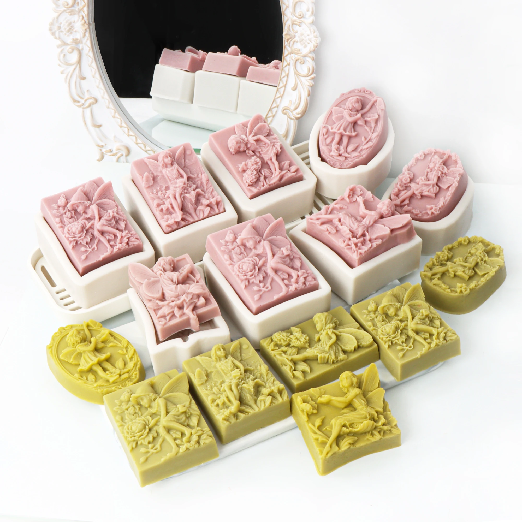 Soap Mold 3D Flower Fairy Silicone Angel Girl Design With Rose Butterfly DIY Handmade Soap Candle Crafts Easy Release Cleaning silicone mold,soap molds