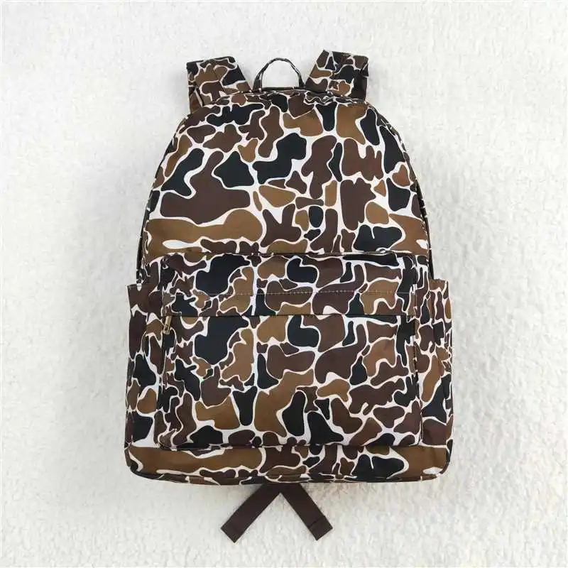 Western Fashion Baby Kids Boys Brown Camo Backpack Zip Back Bags Wholesale Boutique Children Back To School Bags 2