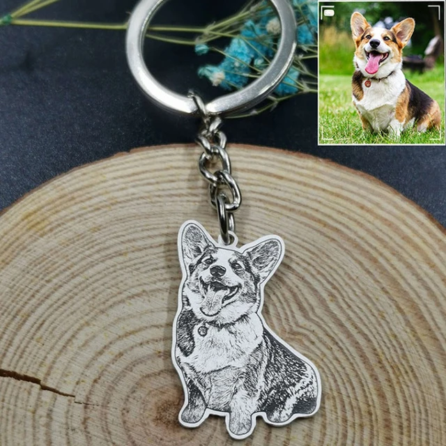 Dascusto Customized Pet Photo Keychain Stainless Steel Dog Tag Key Chain For Memorial Best Gift Personalized Pet Animal Keyring small animal cage transparent 143x107x93 cm pp and steel