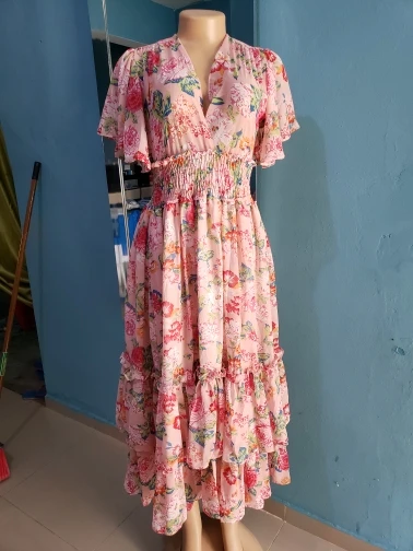 Women Bohemian Floral Printed Long Dress 2023 Summer Fashion Outfits photo review