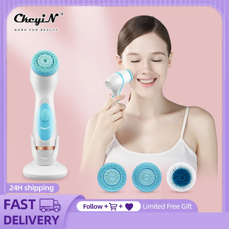 CkeyiN 3 In 1 Electric Facial Cleansing Brush Deep Cleaning Rotating