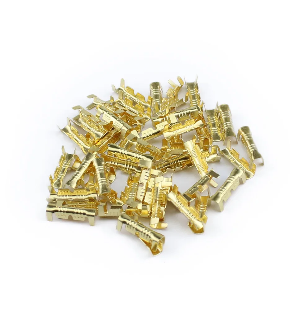Brass Crimp Terminal, Square U Shape Copper Terminals Open Barrel Crimp Wire Cable Quick Wiring Butt Docking Connector