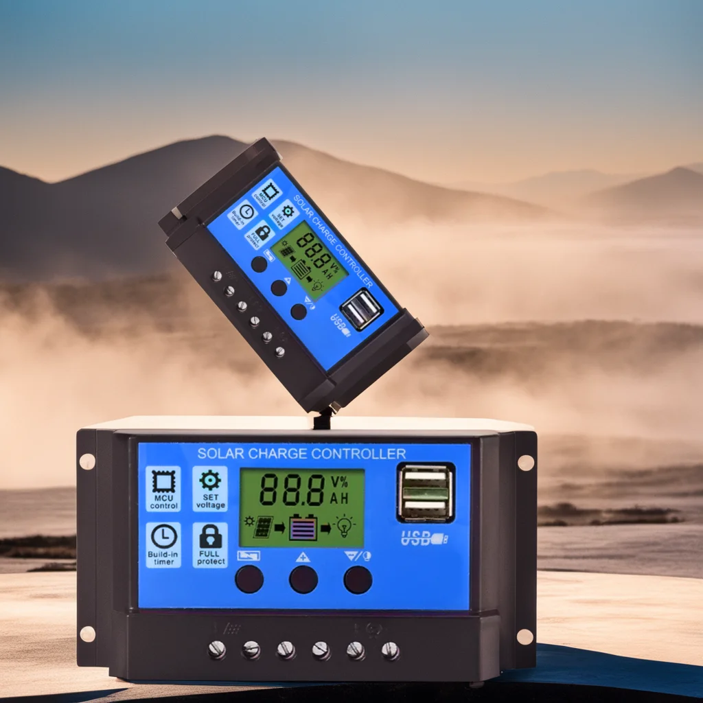Solar Charge and Discharge Controller LCD Display Dual USB Automatic Solar Panel Charger Regulator 5V-24V Voltage Regulator solar charger