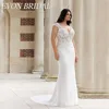 EVON BRIDAL Plus Size Wedding Dress for Big Women V-Neck Mermaid Applique Bridal Gown Button Cap Sleeves Vestido De Noiva 3