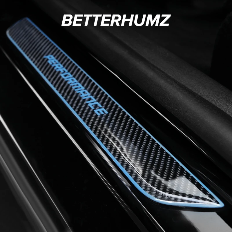 Carbon Fiber For Tesla Model Y/3 Pedal Welcome Light Sill Plate Lamp Front  Door Atmosphere Strip Sticker Interior Accessories - AliExpress