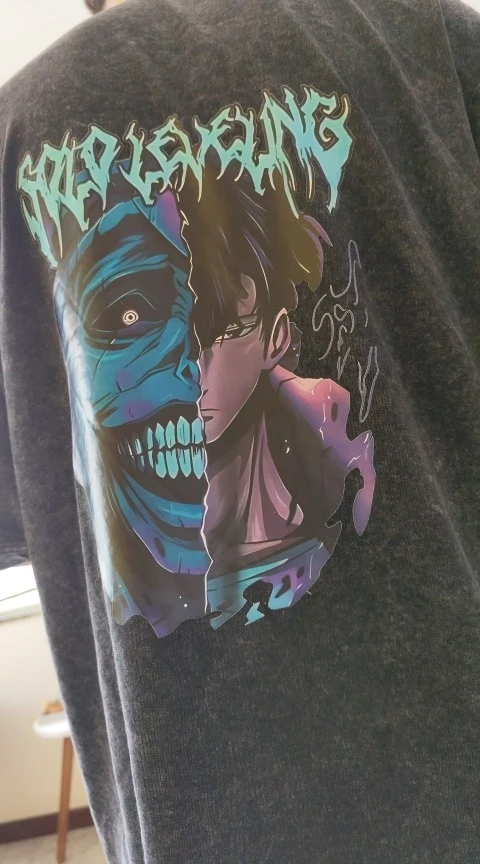 Solo Leveling T-Shirt – Dark Fantasy Design | Cotton Oversized Tee with Shadow Monarch & Sung Jinwoo Art