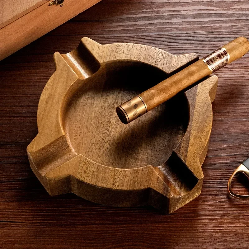 

Роскошная пепельница для сигар из массива ореха, огнетушитель для сигар с несколькими выемками, легкая портативная коробка для сигар, практичная Бытовая