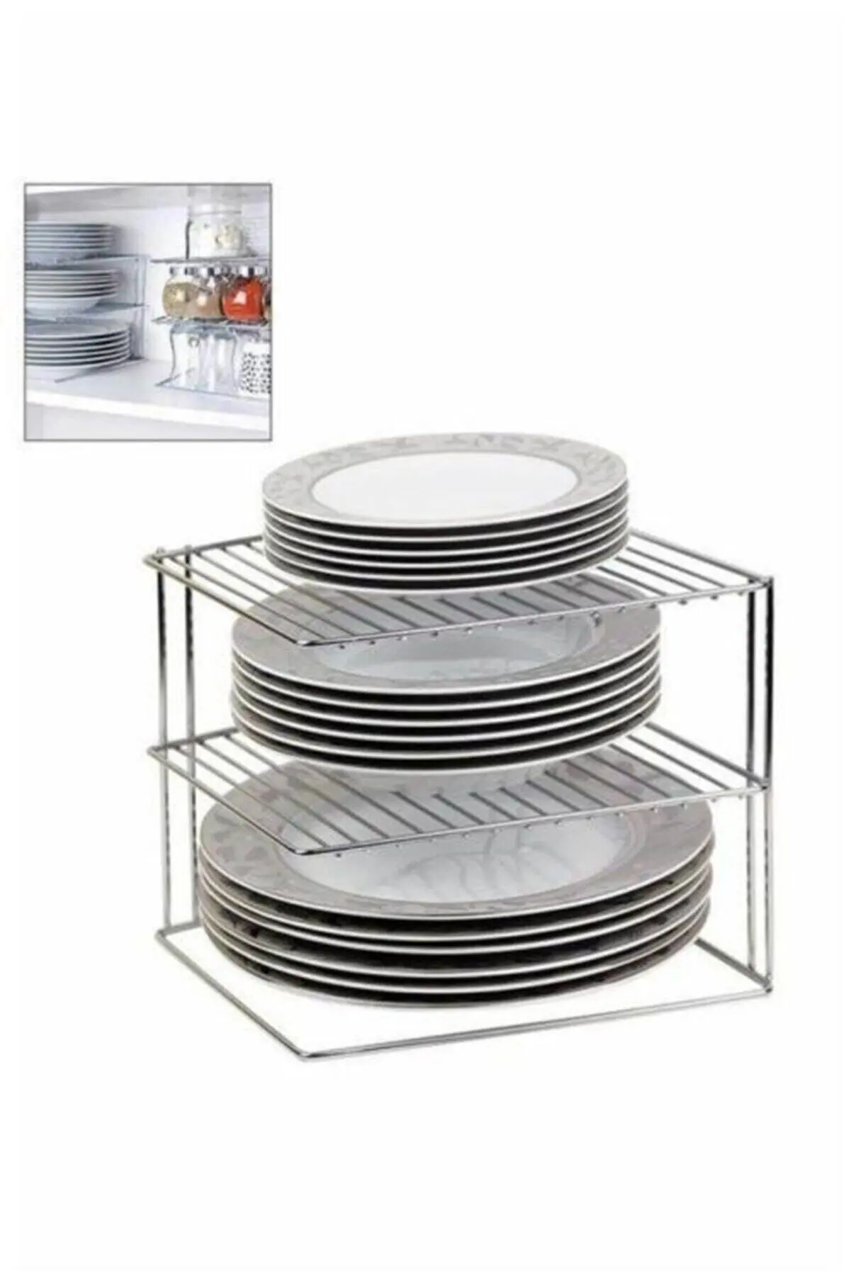 

Kitchen Accessories Storage Rack 3 Floors Steel Organizer Plates Holder Closet Shelf Dish Drying Decorative Retractable 2022