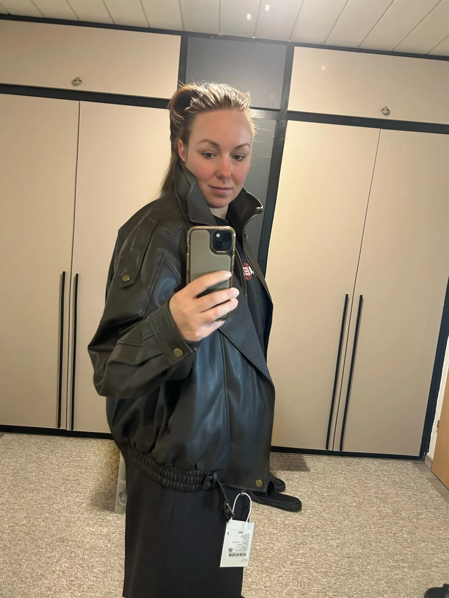 Sophisticated Faux Leather Jacket Women Turn-Down Collar Fall photo review