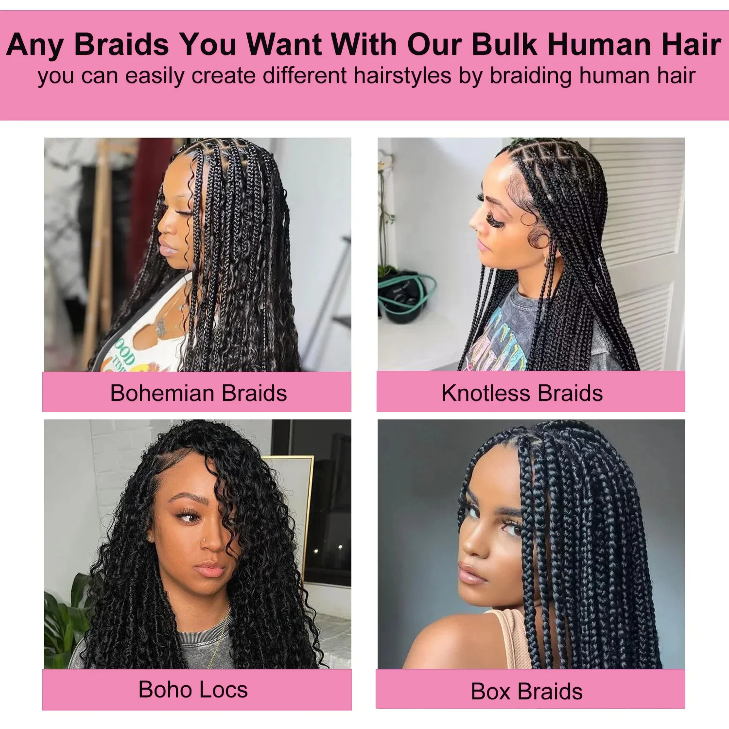 Bulk Human Hair No Weft For Braiding Curly Deep Wave Full Ends Extensions 50G/Bundle For Boho Braids human hair extensions braiding hair extensions human braiding hair
