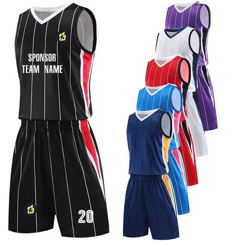 

Quick Dry Wholesale Blank Basketball Jerseys Suits For Men Kids Sublimation Custom Uniform Basketball Vest And Shorts Mesh