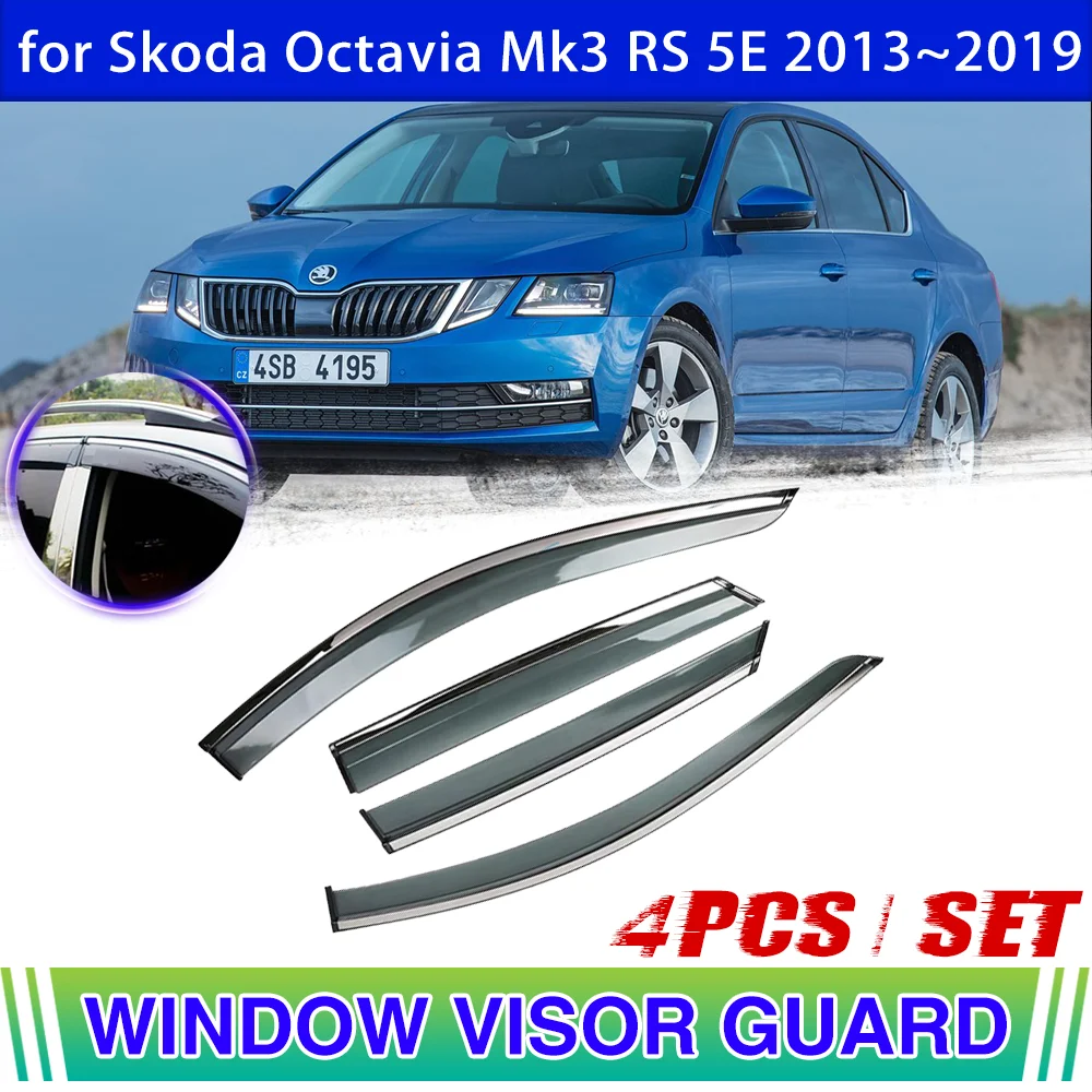 Fenster Tür Visier für Skoda Octavia 3 Mk3 RS Scout 5E Limousine 2013 ~  2019 2014 2015 2016 2017 2018 Vent Markise Regen Rauch Augenbraue schutz  Deflektor Zubehör - AliExpress