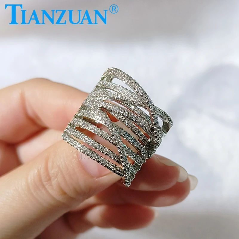 Creative Personality Multi-layer Winding Moissanite Rings 925 Silver For Women Layered Engagement Wedding Gift Party Jewelry