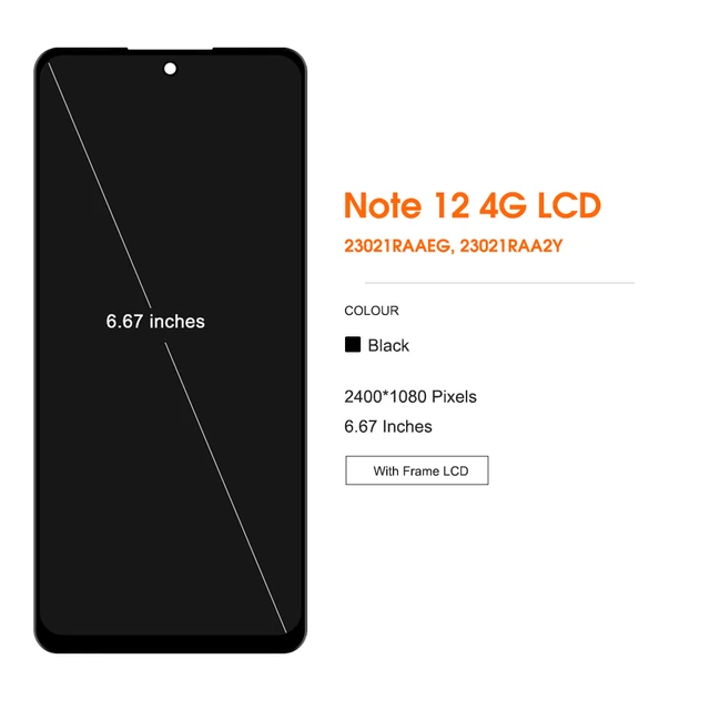 Écran LCD AMOLED de 6.67 Pouces pour Redmi Note 12 Pro, 4G, 23021