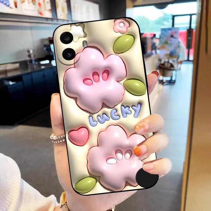 Floral Black Silicone Protective Bumper Case - Soft TPU Cover