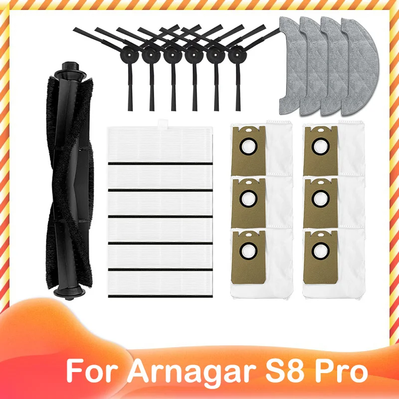 For Arnagar S8 Pro Robot Vacuum Cleaner Spare Accessories Main Side Brush Hepa Filter Dust Bag Mop Cloths Rag Replacement Parts replacement hepa filter main brush side brush mop cloths rag for xiaomi mijia 1c robot vacuum cleaner accessories spare parts