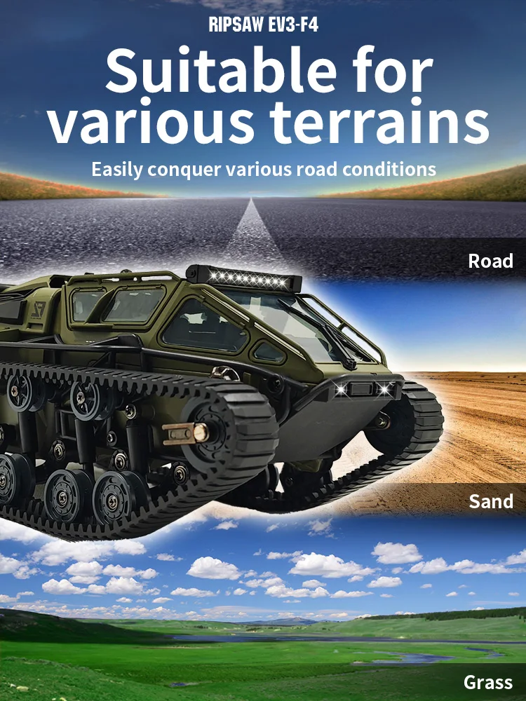 Coolbank Remote Control Crawler High Speed Tank Off-Road 4WD RC Car 2.4 Ghz RC Army Truck 1/16 Drift Tank RC Tank for Kids Adult 3
