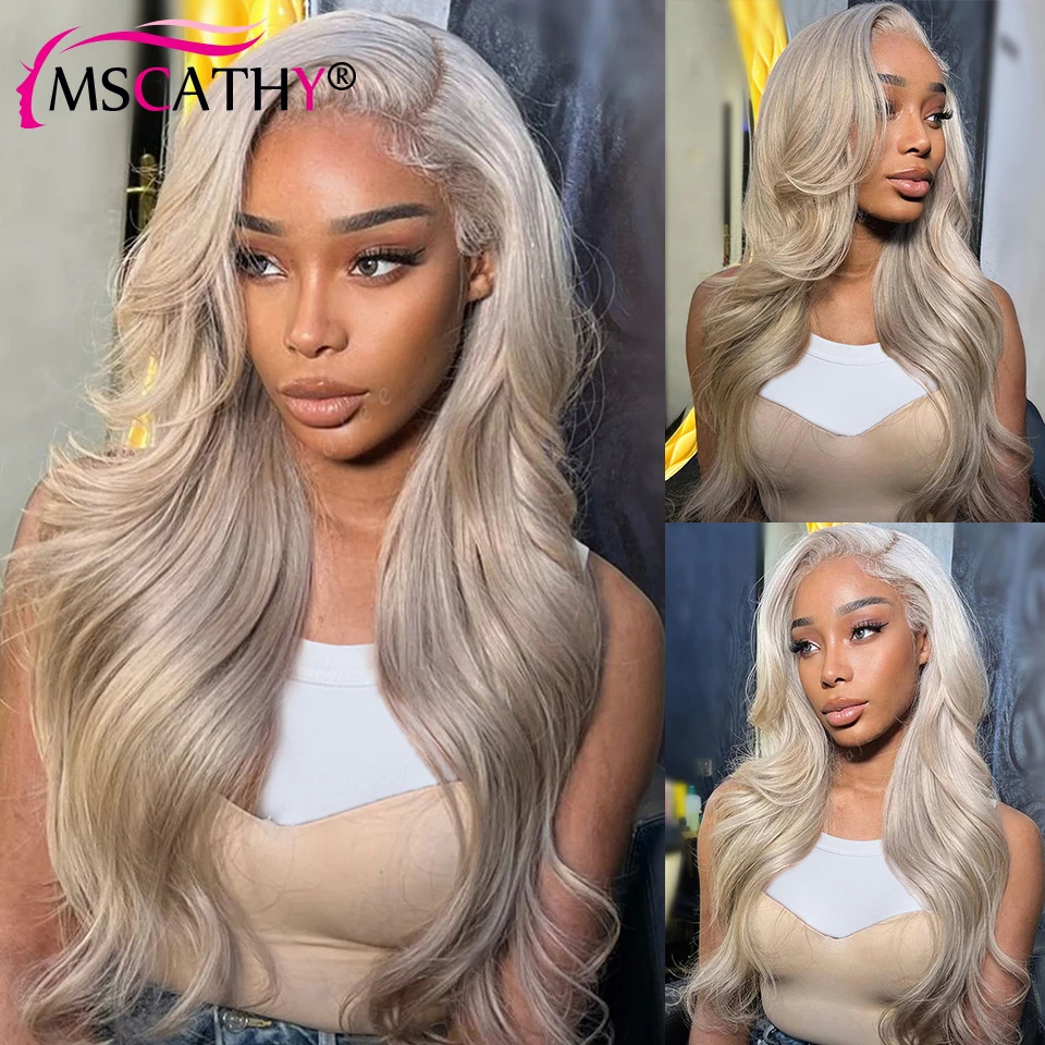 

13x4 Ash Blonde Lace Frontal Wig Human Hair Body Wave Ash Grey Preplucked Lace Wig 13x6 HD Transparent Lace Closure Glueless Wig