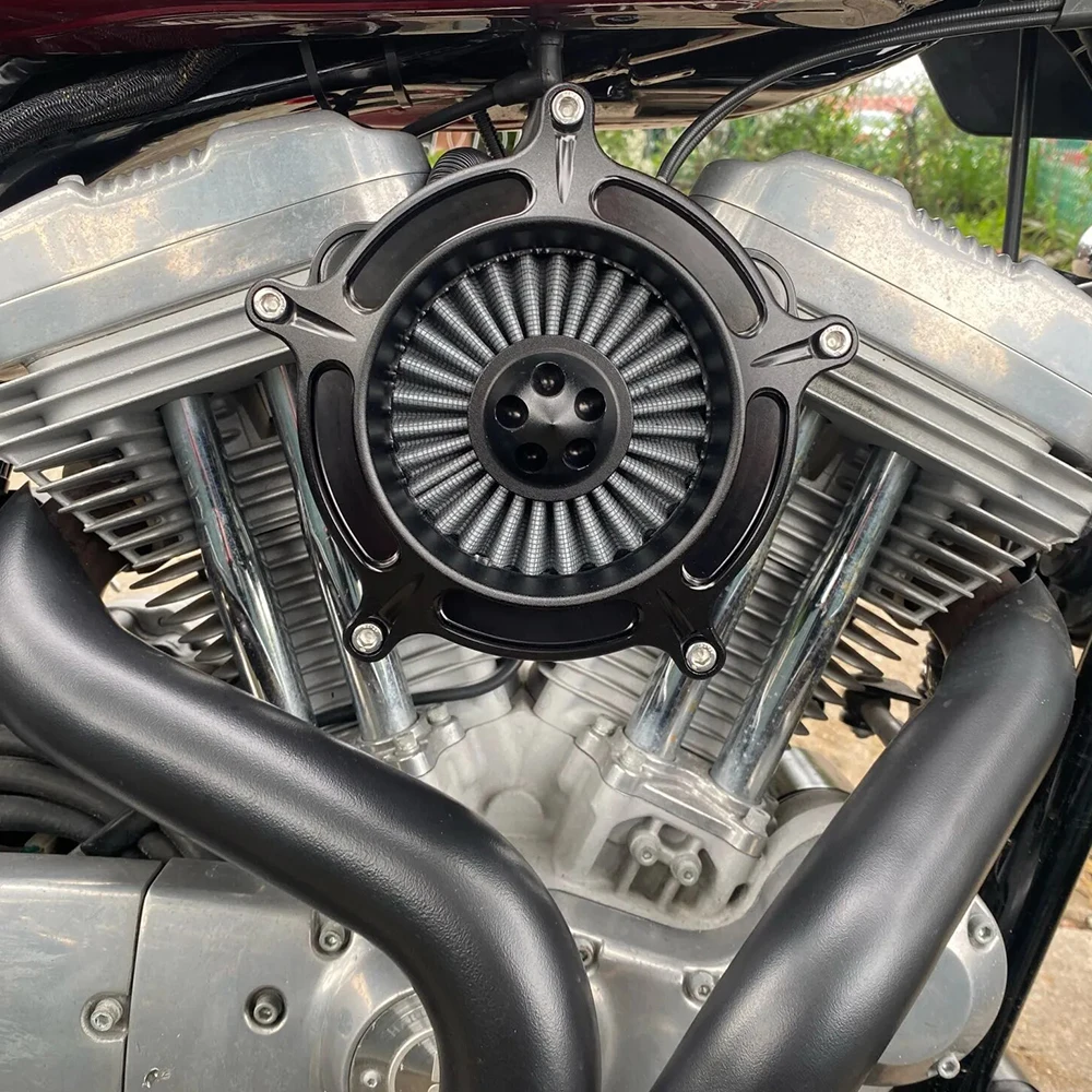 Black Spike Air Cleaner Intake Filter For Harley Sportster XL 883 Dyna V-Rod Softail Fat Boy Touring Ultra FLHR FLHX FLSTNSE