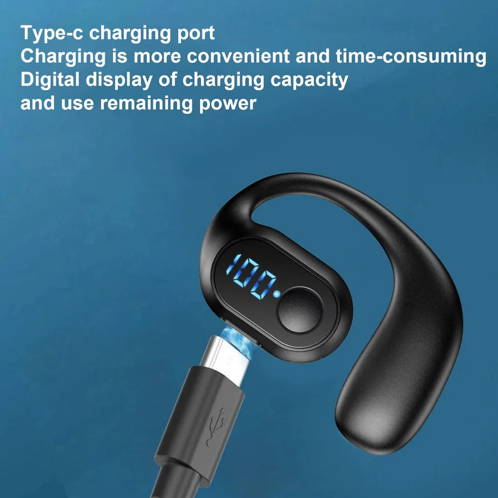 1pc Bluetooth 5.4 Headphones TWS Wireless Ear Hook Earphones HiFi Noise Reduction Headset Sports Earbud for Huawei Xiaomi 6