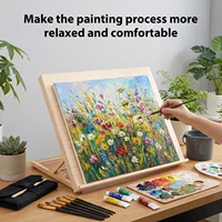 Adjustable Wooden Tabletop Easel 5 Angle Foldable Drawing Board Stand Portable Artist Painting Sketching Book Holder Reading Stand for Canvas Notebook Tablet 1