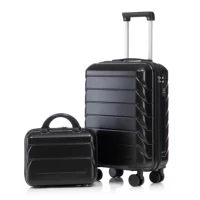 Ensemble de bagages à roulettes ABS 2 pièces 14''/19'' avec serrure à combinaison et trousse de toilette 14'' (Noir) 2